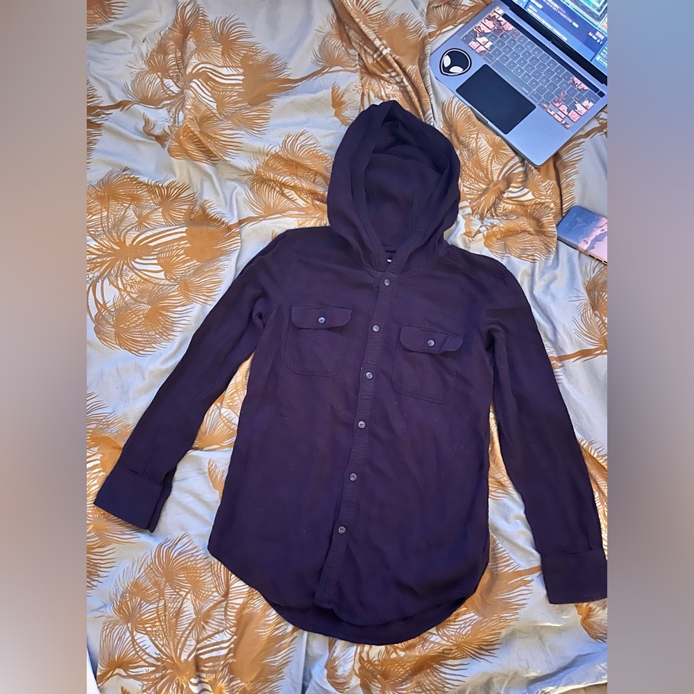 TNA plum hooded flannel xs s 36” ptp